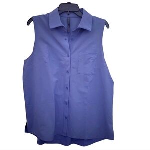 NWT GAIAM Blue Sleeveless Button Down Top Purple M